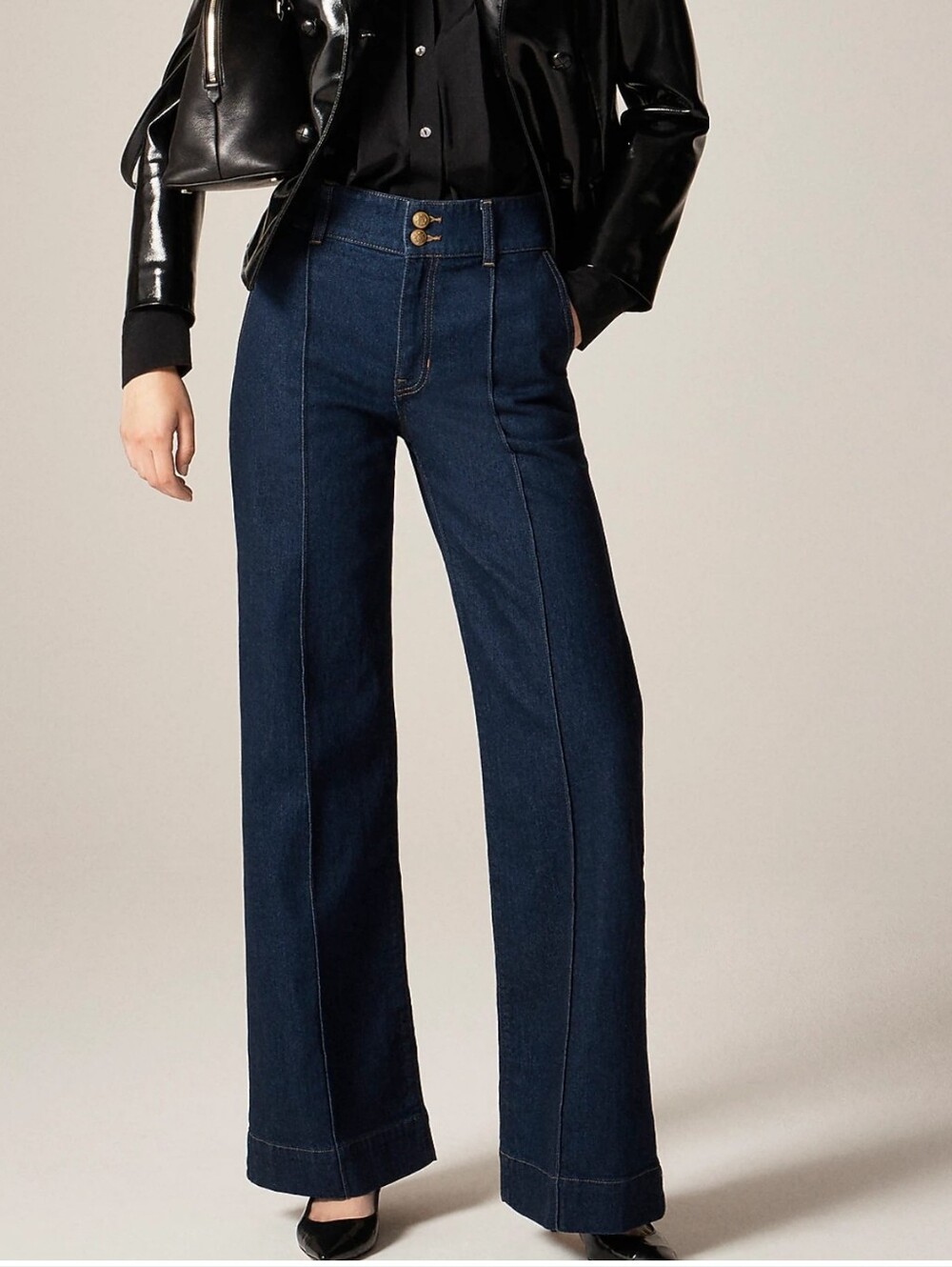 Denim trouser jean with stacked buttons